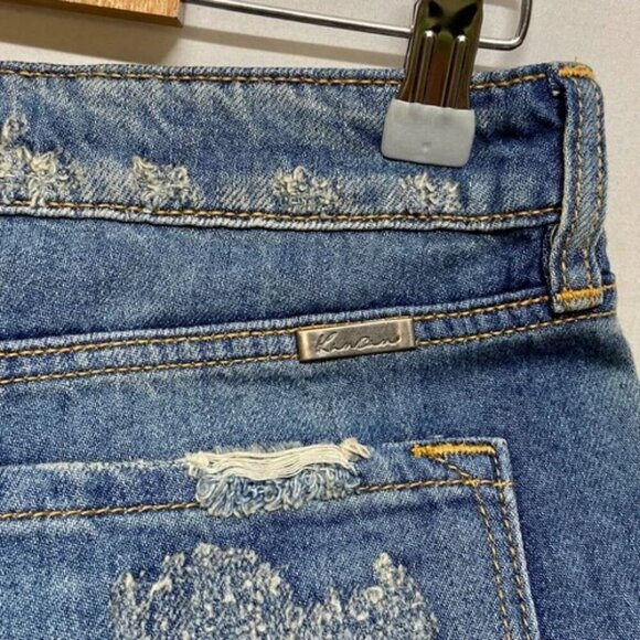 Kancan Women's 3/25 Jean Shorts Blue Super Distressed High Rise Denim NWT - Picture 4 of 14